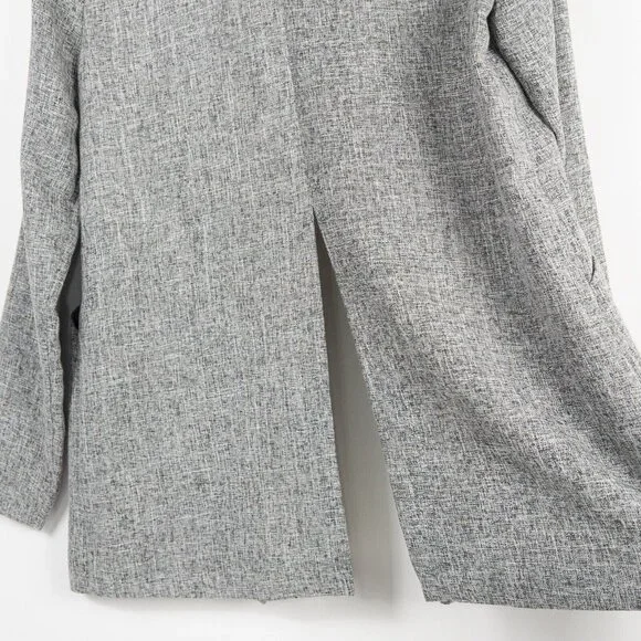 Lulus Promotion Gray Open Front Back Slit Lined Woven Wool Blazer Size Medium - Picture 6 of 12
